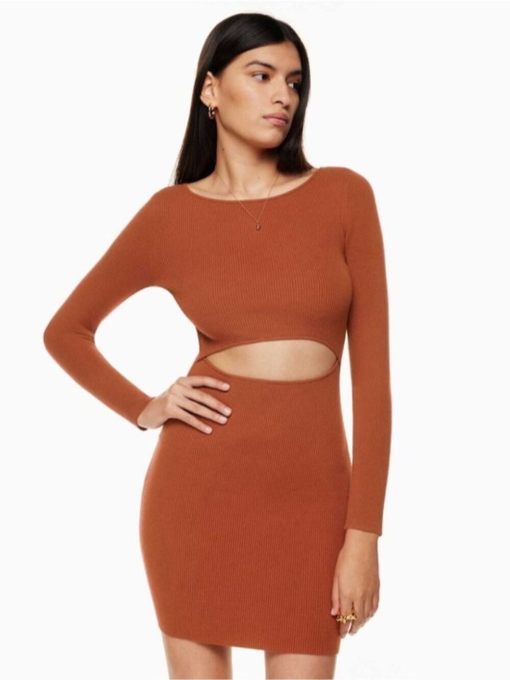 Aritzia Wilfred Cut-Out Knit Mini Dress